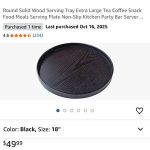 Black Solid Wood Serving Tray